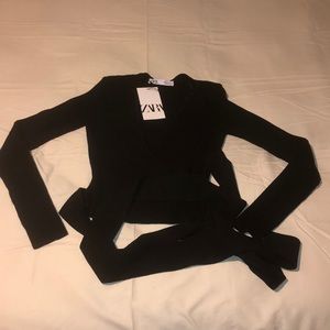 Zara Ribbed Wrap top